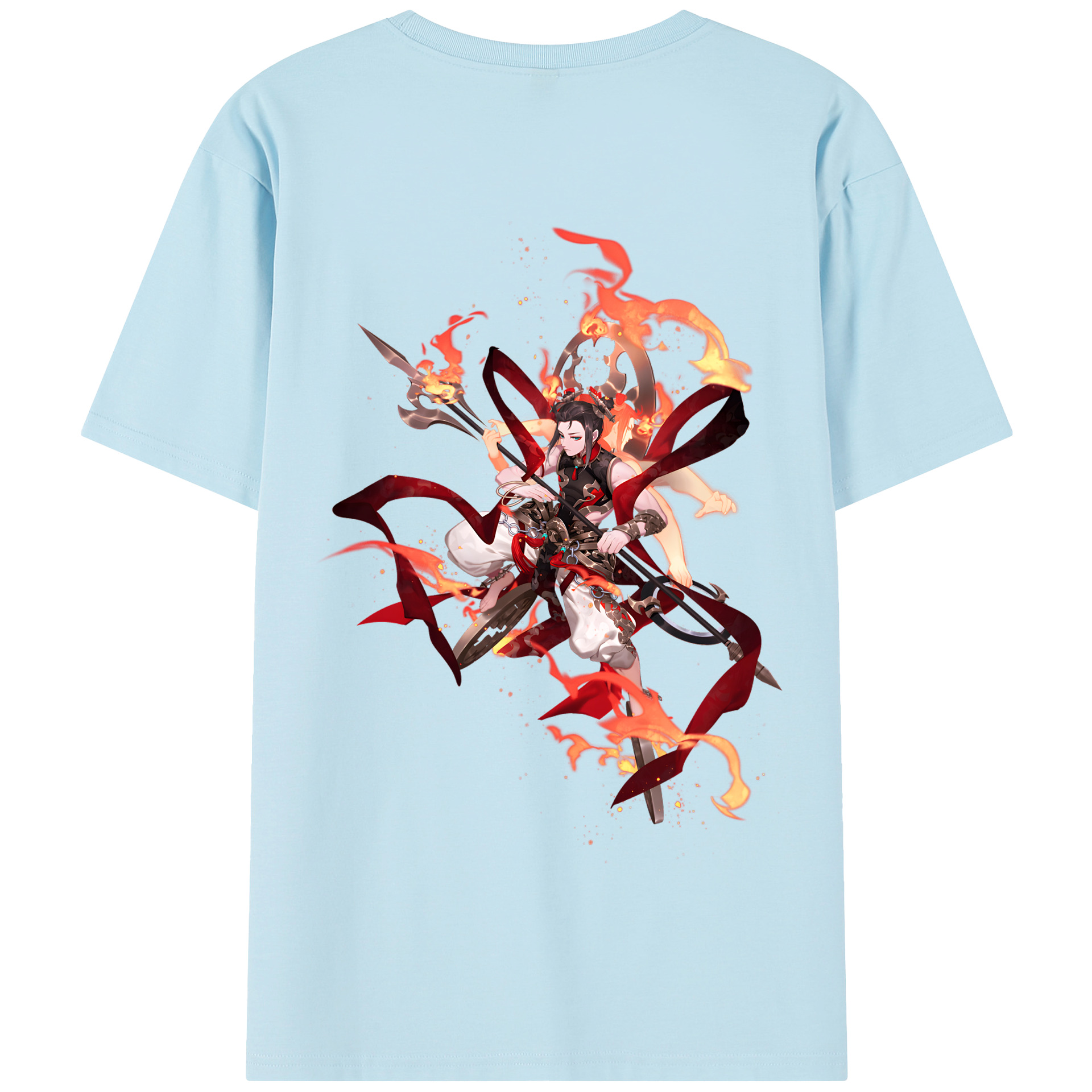 （画像用） Ne Zha 2 ナタ 魔童の大暴れ 綿100％半袖Tシャツ（背面プリント）
